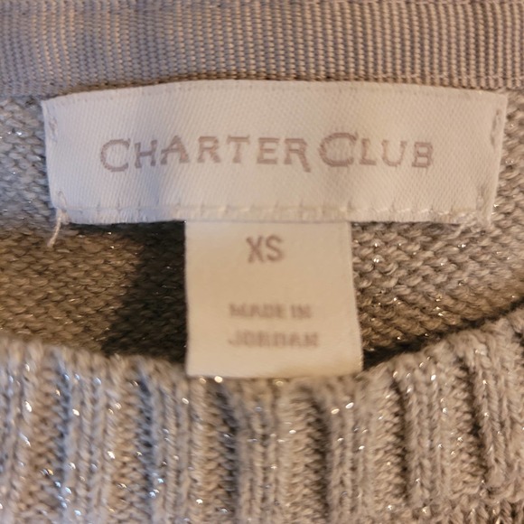 Charter Club Women's Bi-Color Metallic Silver Crew Neck Size X-Small - Picture 8 of 11